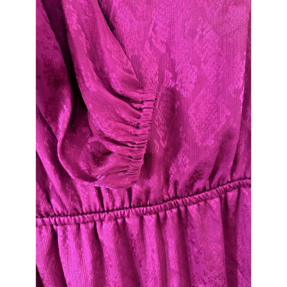 Michael Kors Women's Snake Print Jacquard Faux Wrap Mini Dress Deep Fuchsia L - Picture 9 of 12